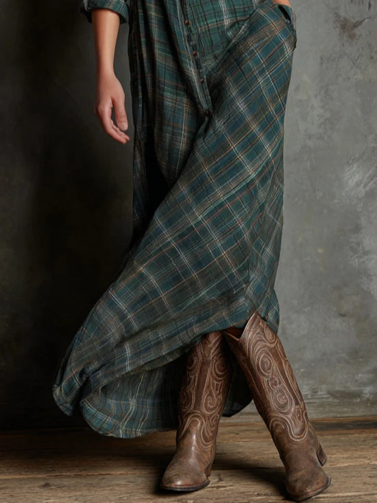 Joan | Plaid Button-Front Shirt Dress