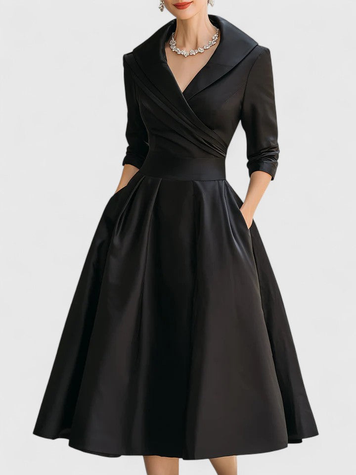 Evelyn | Portrait Collar Midi Dress