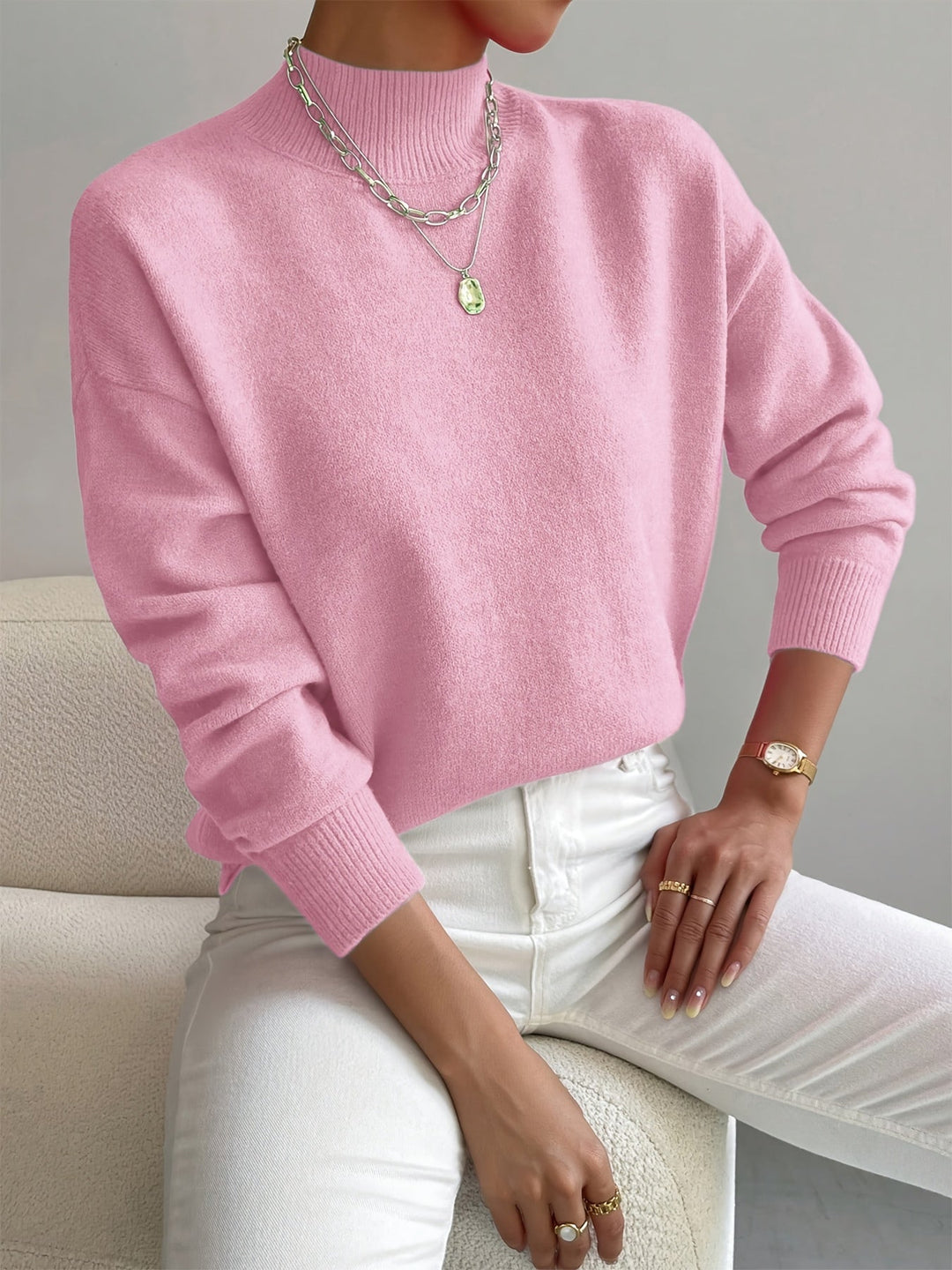 Piper | Drop Shoulder Mock Neck Sweater