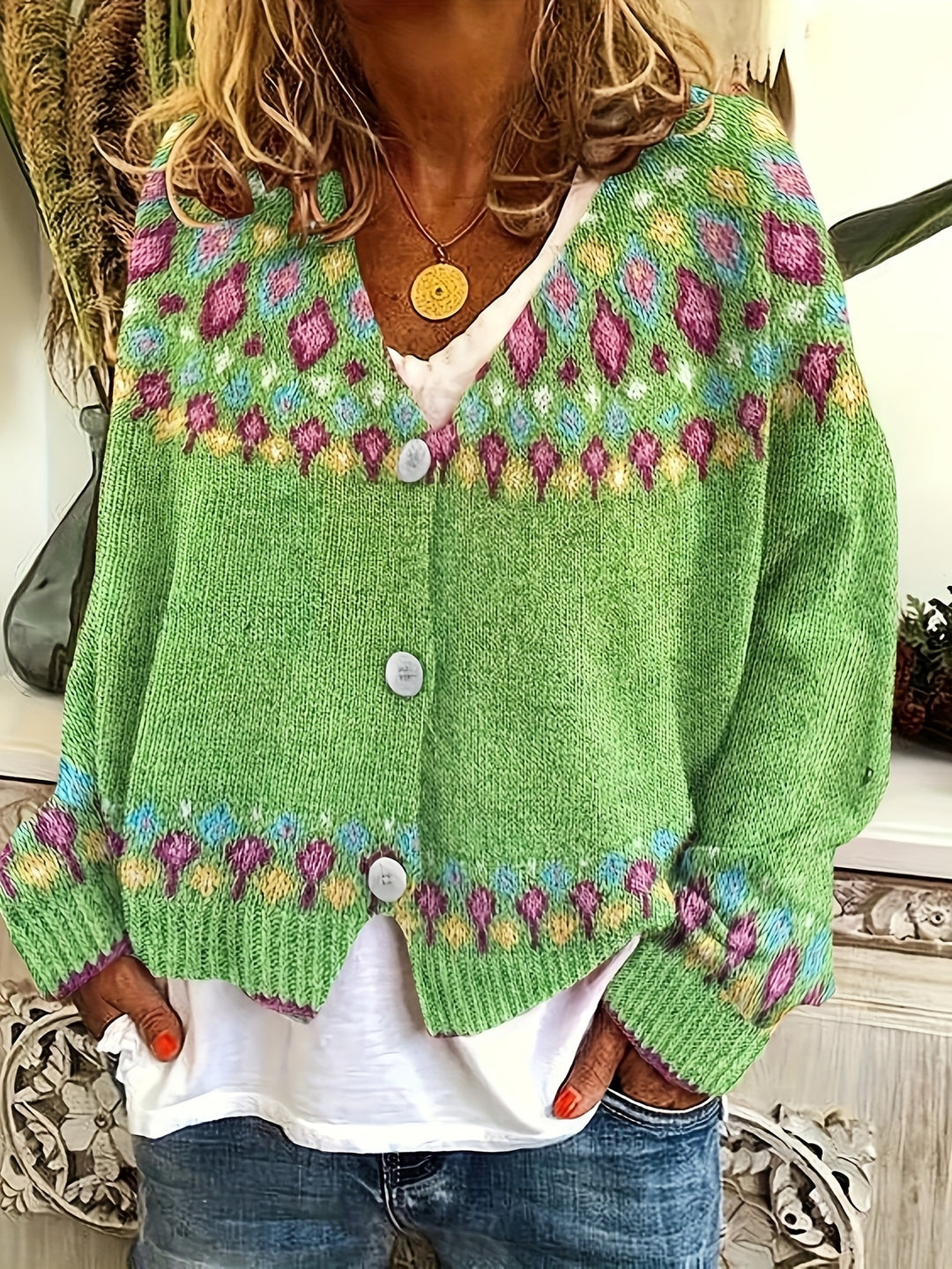 Fair Isle-trui met motief aan de achterkant voor dames