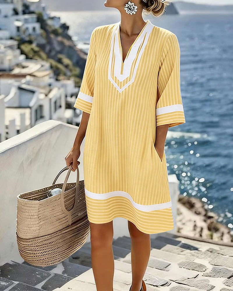 Megan | Striped V-Neck Dress
