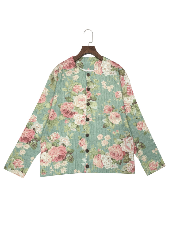 Nieuwe 2026 dames trui met bloemenprint, ronde hals, ademend, elegant vintage patroon, gemakkelijk te onderhouden, machinewasbaar, zacht en chic - geschikt voor lente en zomer