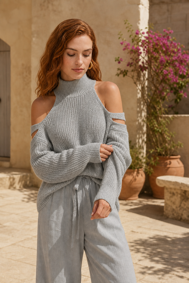 Women's Knit Sweater Wide Leg Pants Set