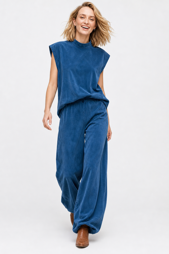 Women's Two Piece Set Sleeveless Top Wide Leg Pants