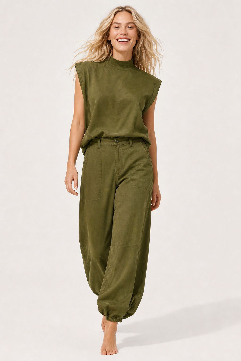 Women's Two Piece Set Sleeveless Top Wide Leg Pants