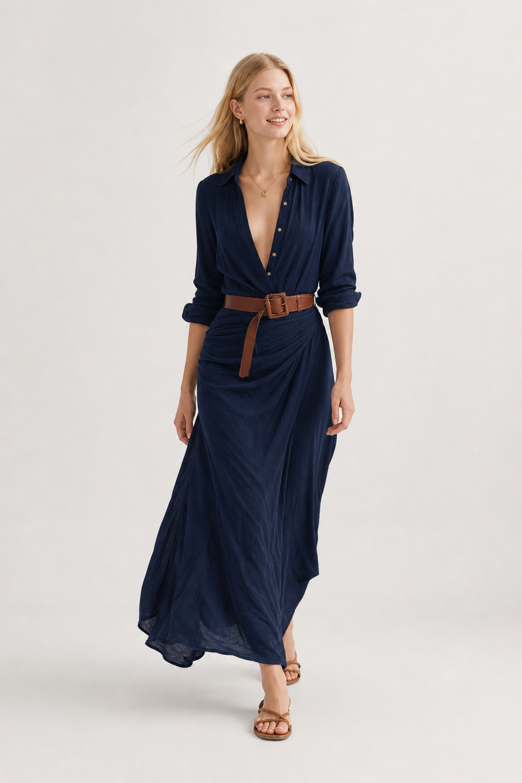 Selene Lapel Maxi Dress