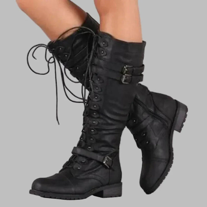 Lace-Up Knee-High Combat Boots
