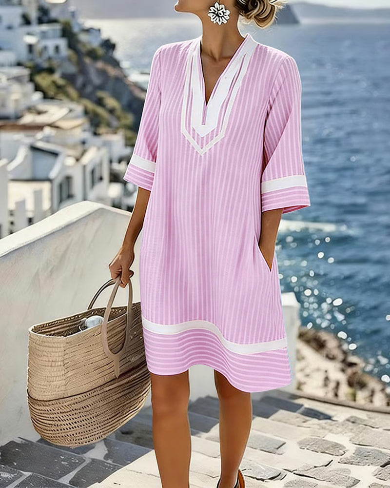 Megan | Striped V-Neck Dress
