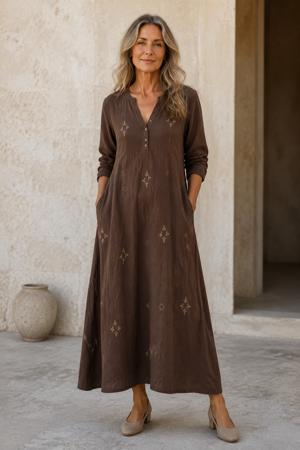Bea | Long Sleeve Printed Shirt Dress