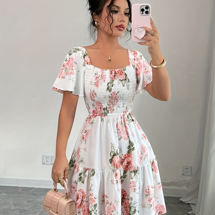 Lorraine | Floral Waist Tie Dress