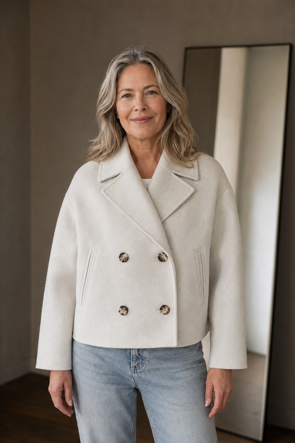 Bonnie double breasted cropped jacket closed