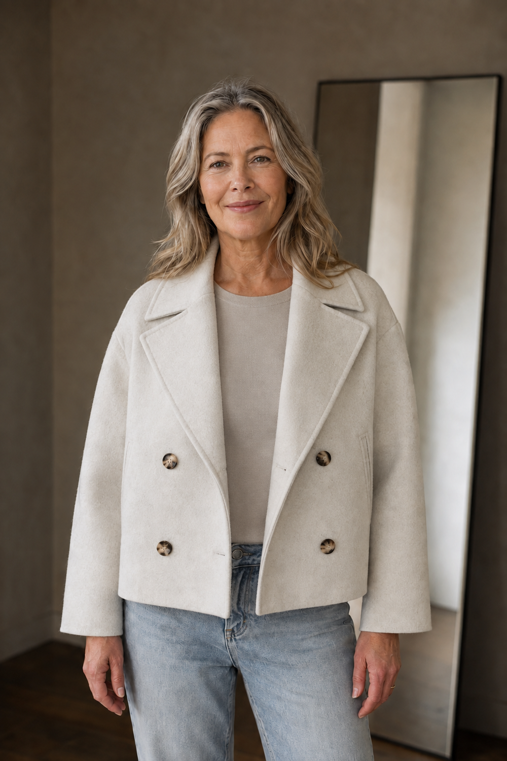 Bonnie double breasted cropped jacket open