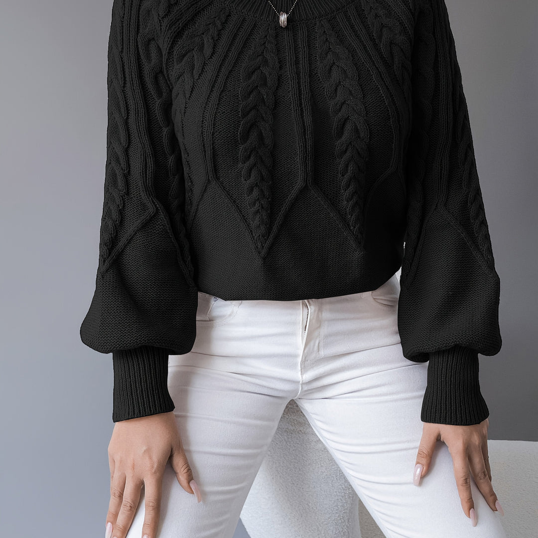 Janet | Chunky Lantern Sleeve Crewneck Sweater