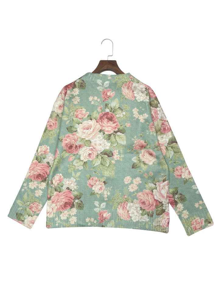 Nieuwe 2026 dames trui met bloemenprint, ronde hals, ademend, elegant vintage patroon, gemakkelijk te onderhouden, machinewasbaar, zacht en chic - geschikt voor lente en zomer