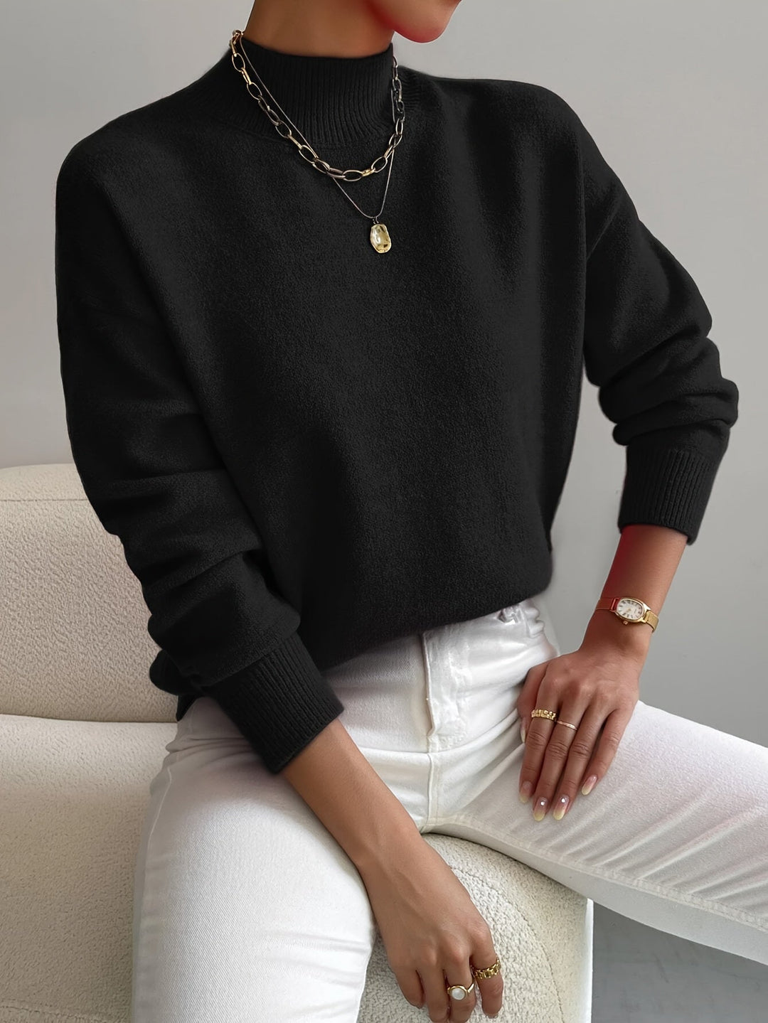 Piper | Drop Shoulder Mock Neck Sweater