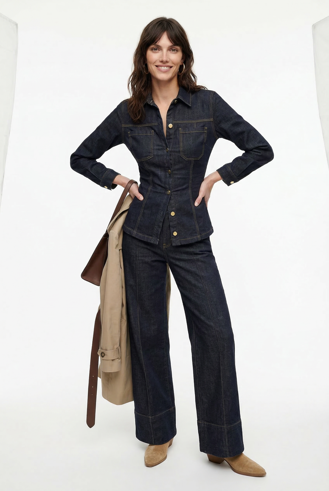 Marenza Button Denim Set