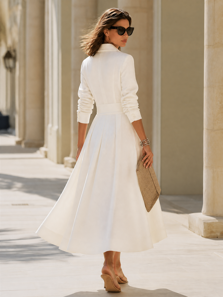 Martha | Pleated Button-Front Maxi Dress