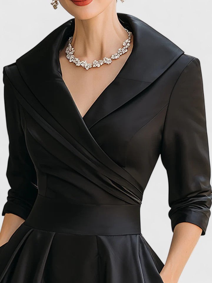 Evelyn | Portrait Collar Midi Dress