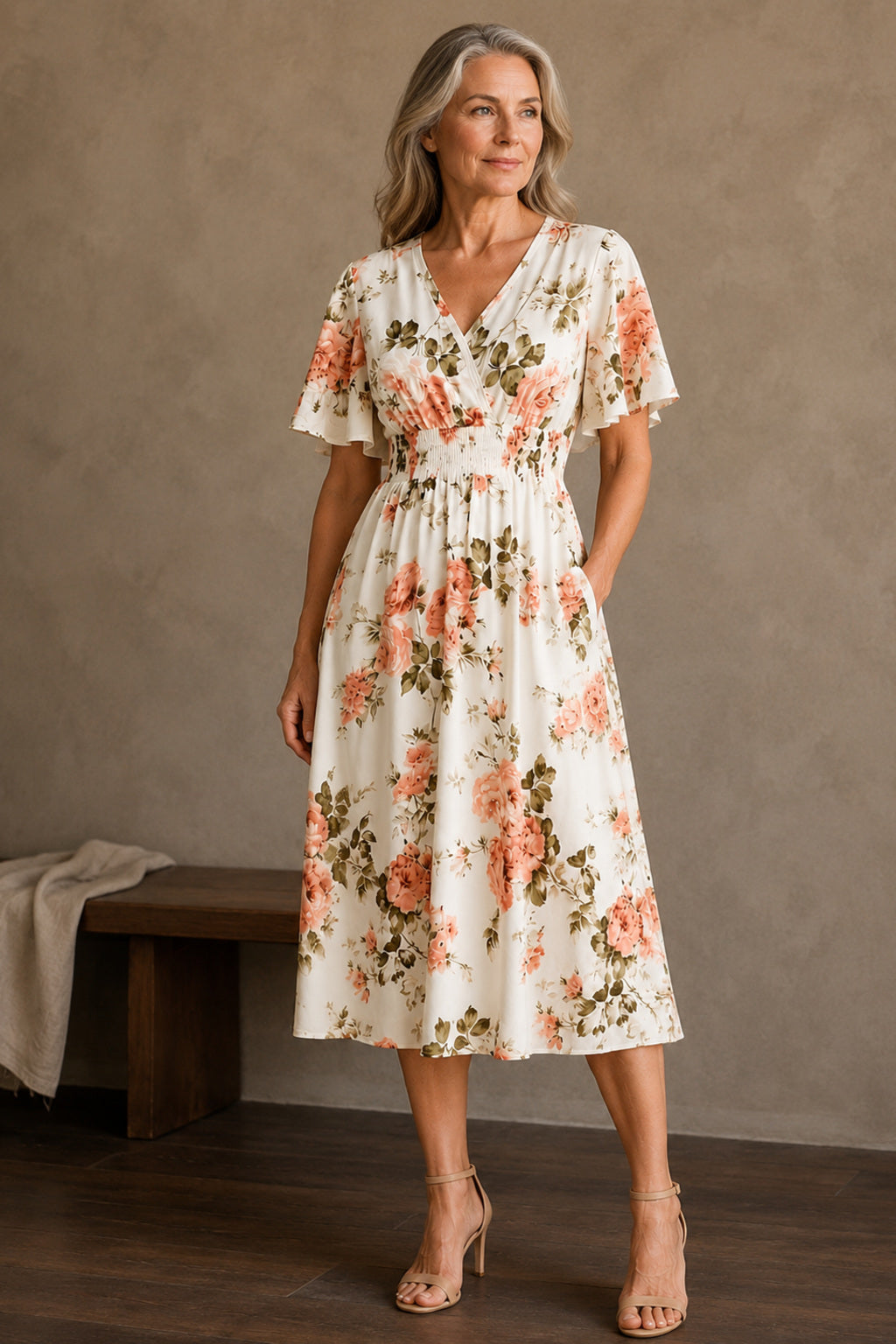 Cheryl | Printed Wrap Midi Dress