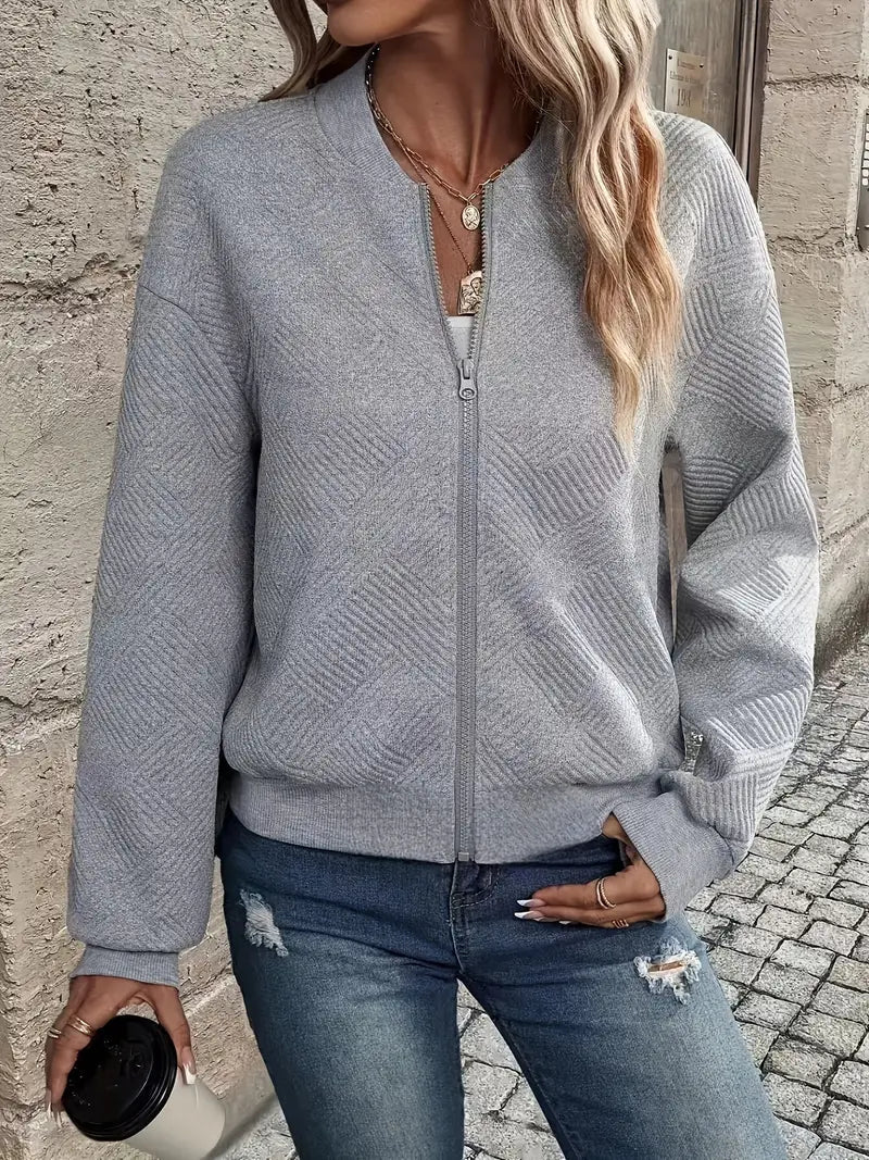 Jessica | Textured Zip-Up Cardigan