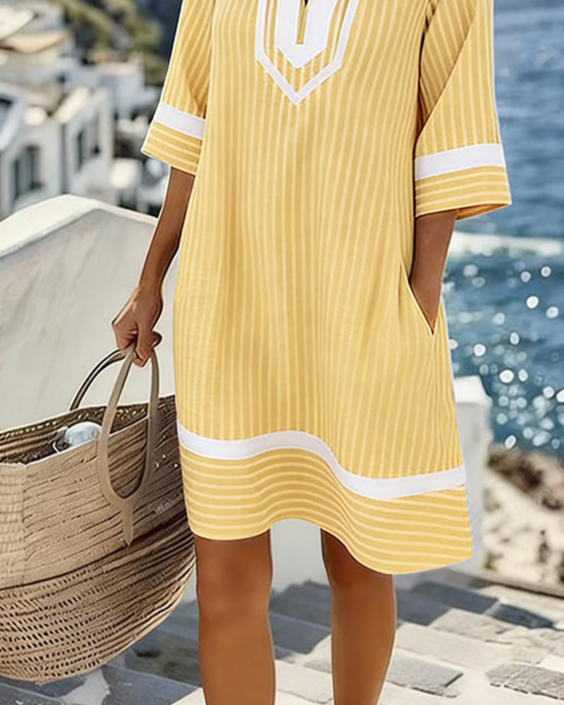 Megan | Striped V-Neck Dress