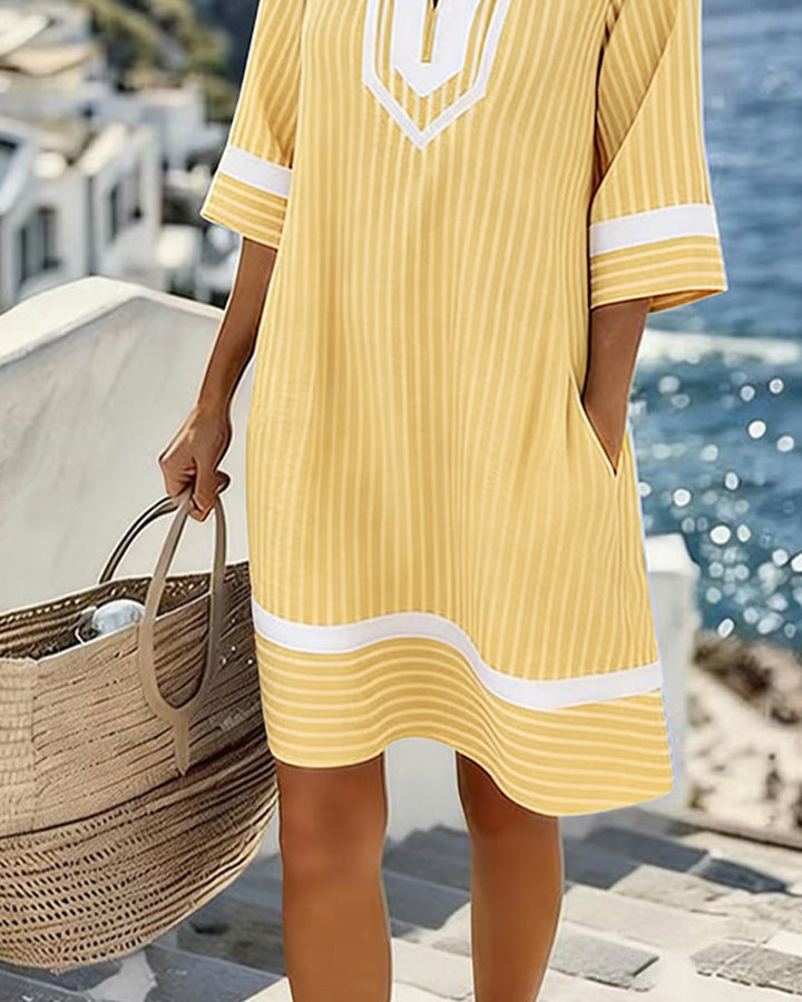 Megan | Striped V-Neck Dress