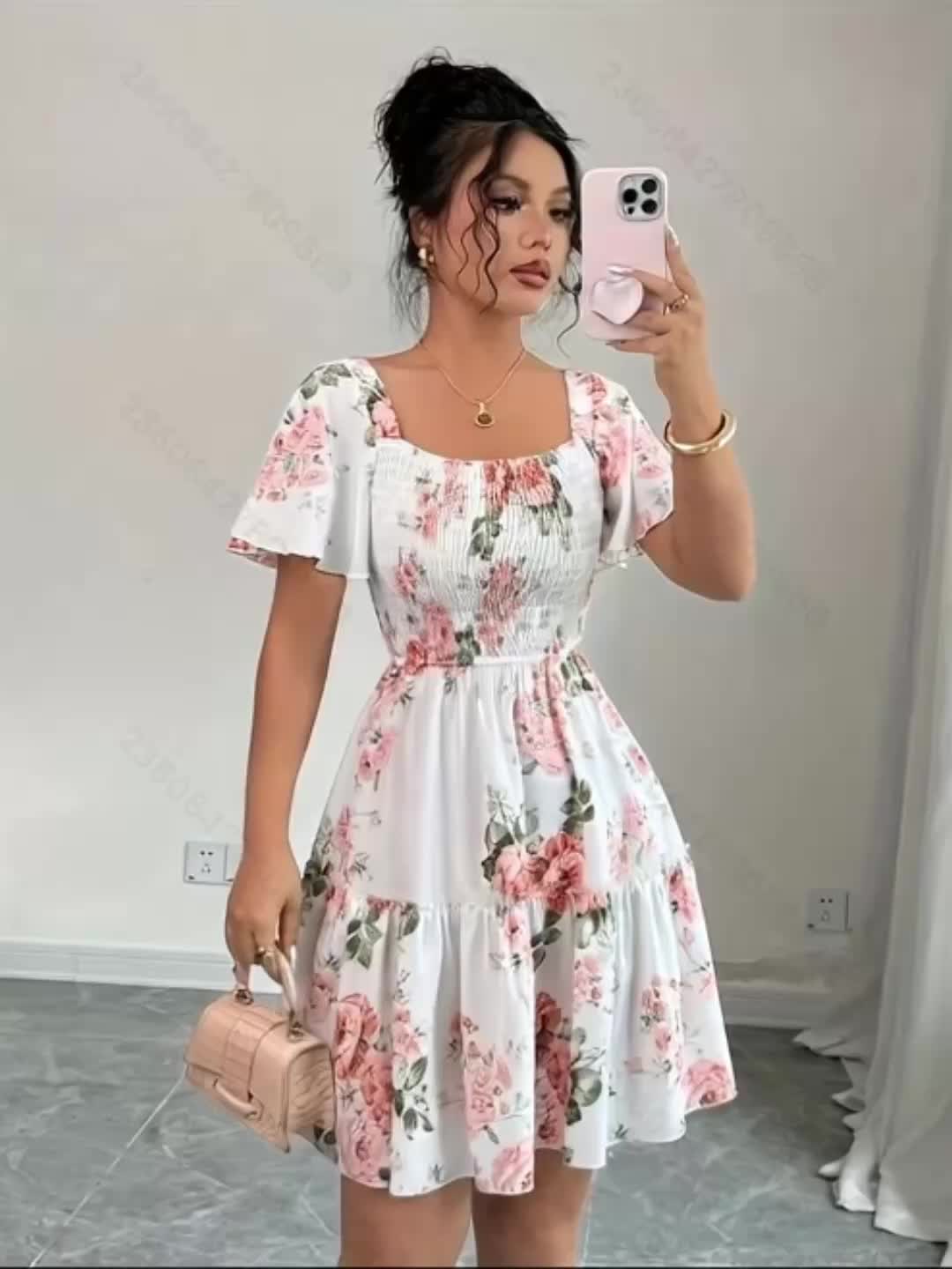 Lorraine | Floral Waist Tie Dress