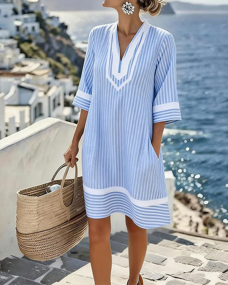 Megan | Striped V-Neck Dress