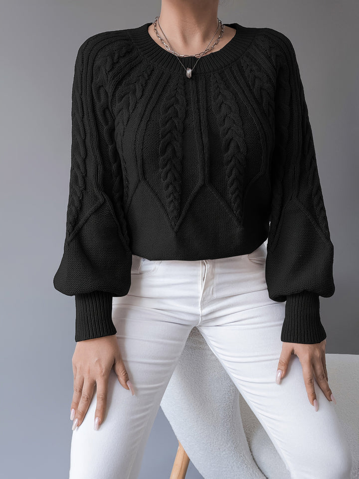 Janet | Chunky Lantern Sleeve Crewneck Sweater