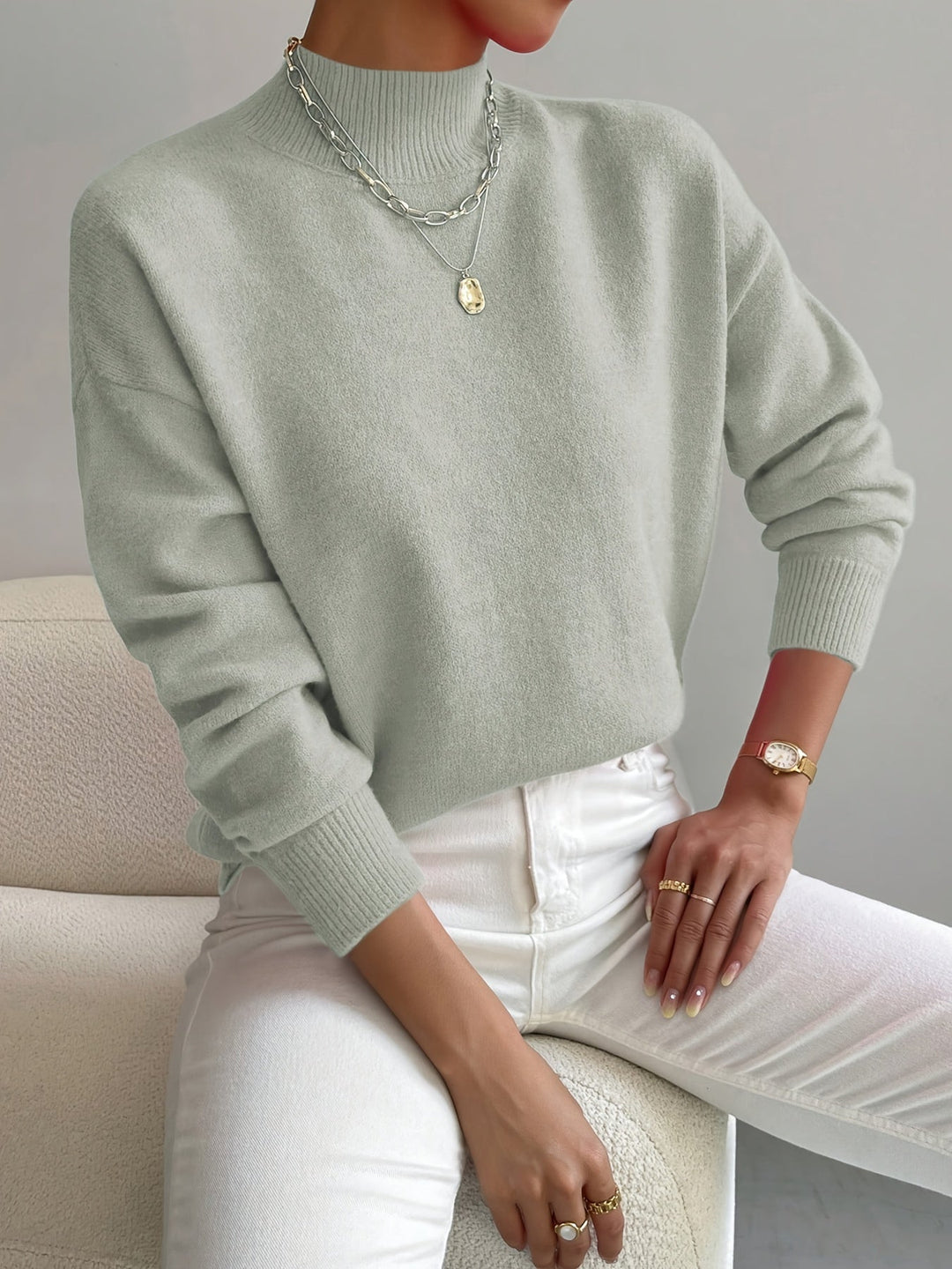 Piper | Drop Shoulder Mock Neck Sweater