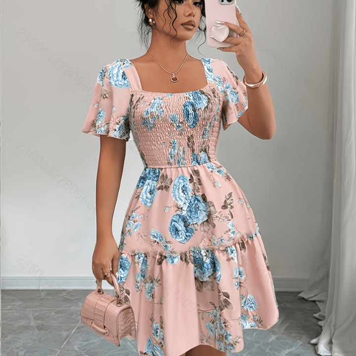 Lorraine | Floral Waist Tie Dress