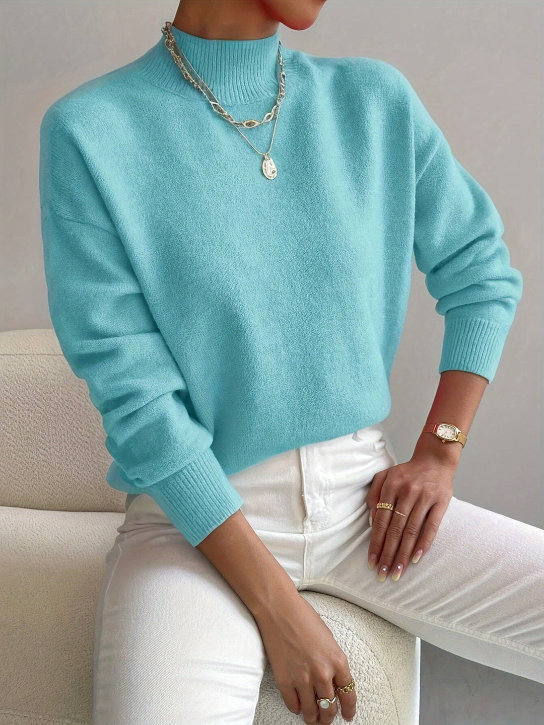 Piper | Drop Shoulder Mock Neck Sweater