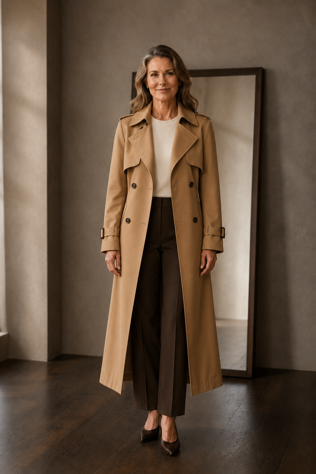 Emily stylish trench coat open