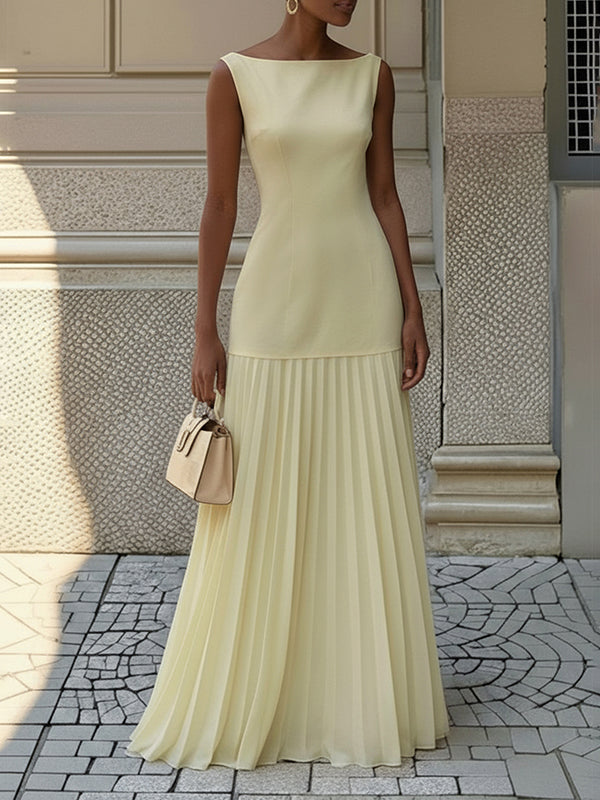 Miriam | Pleated Sleeveless Maxi Dress