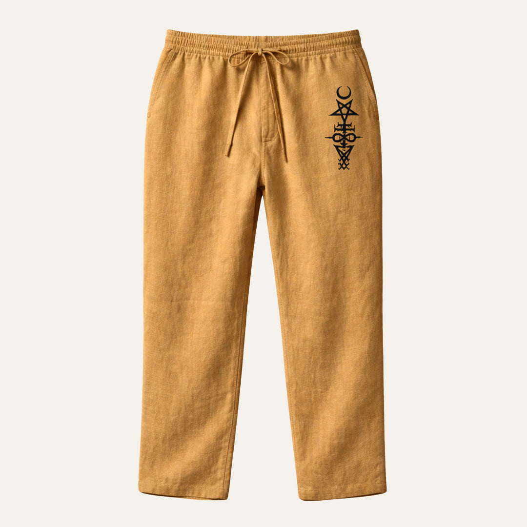 The Brookridge Men’s Trendy Relaxed Fit Linen Wide Leg Drawstring Pants