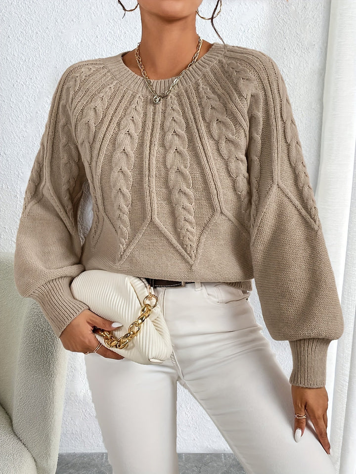 Janet | Chunky Lantern Sleeve Crewneck Sweater