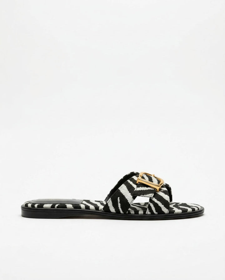 Calvi Italian Leather Cutout Slide Sandal