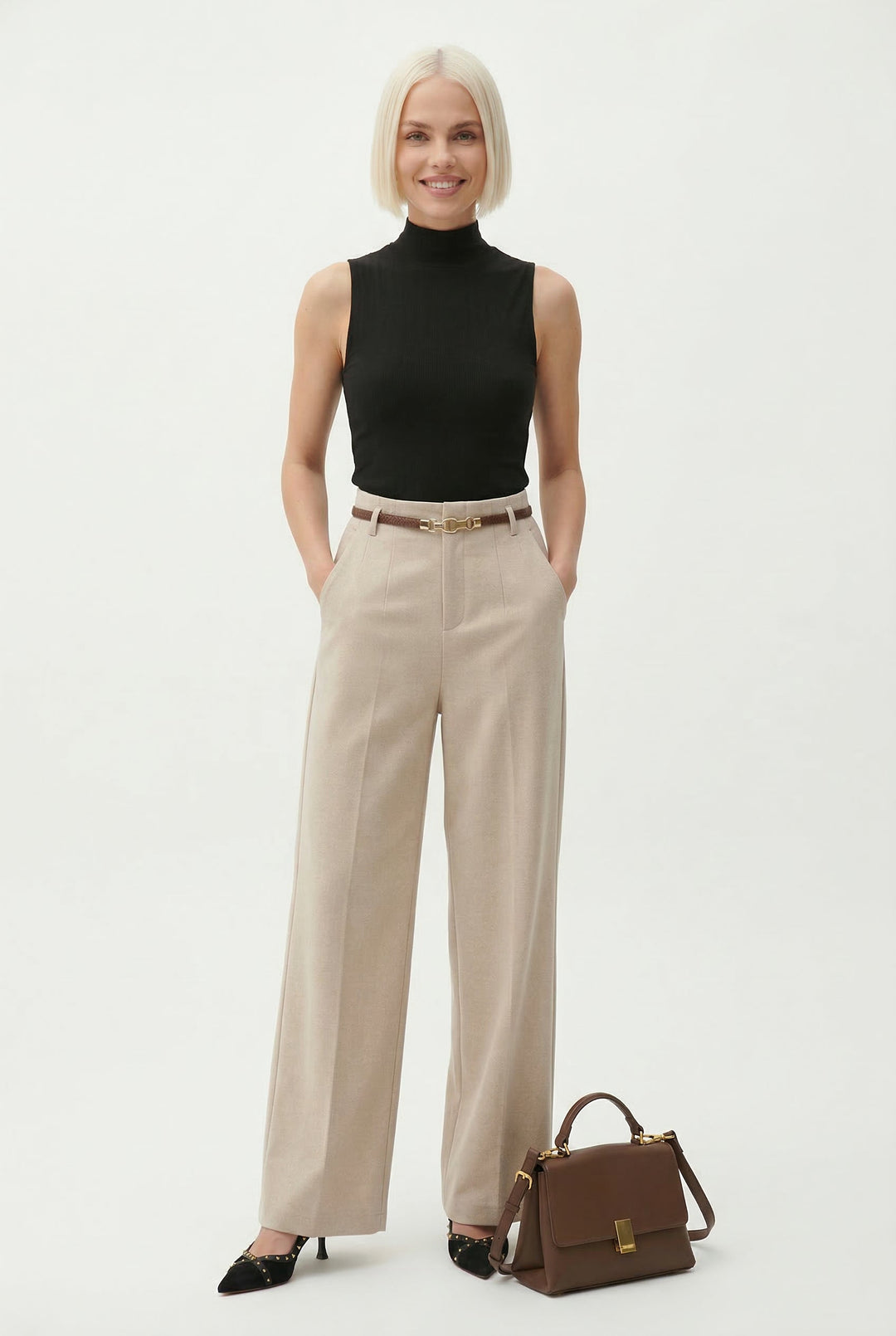 Milano Wide Leg Wool Trousers