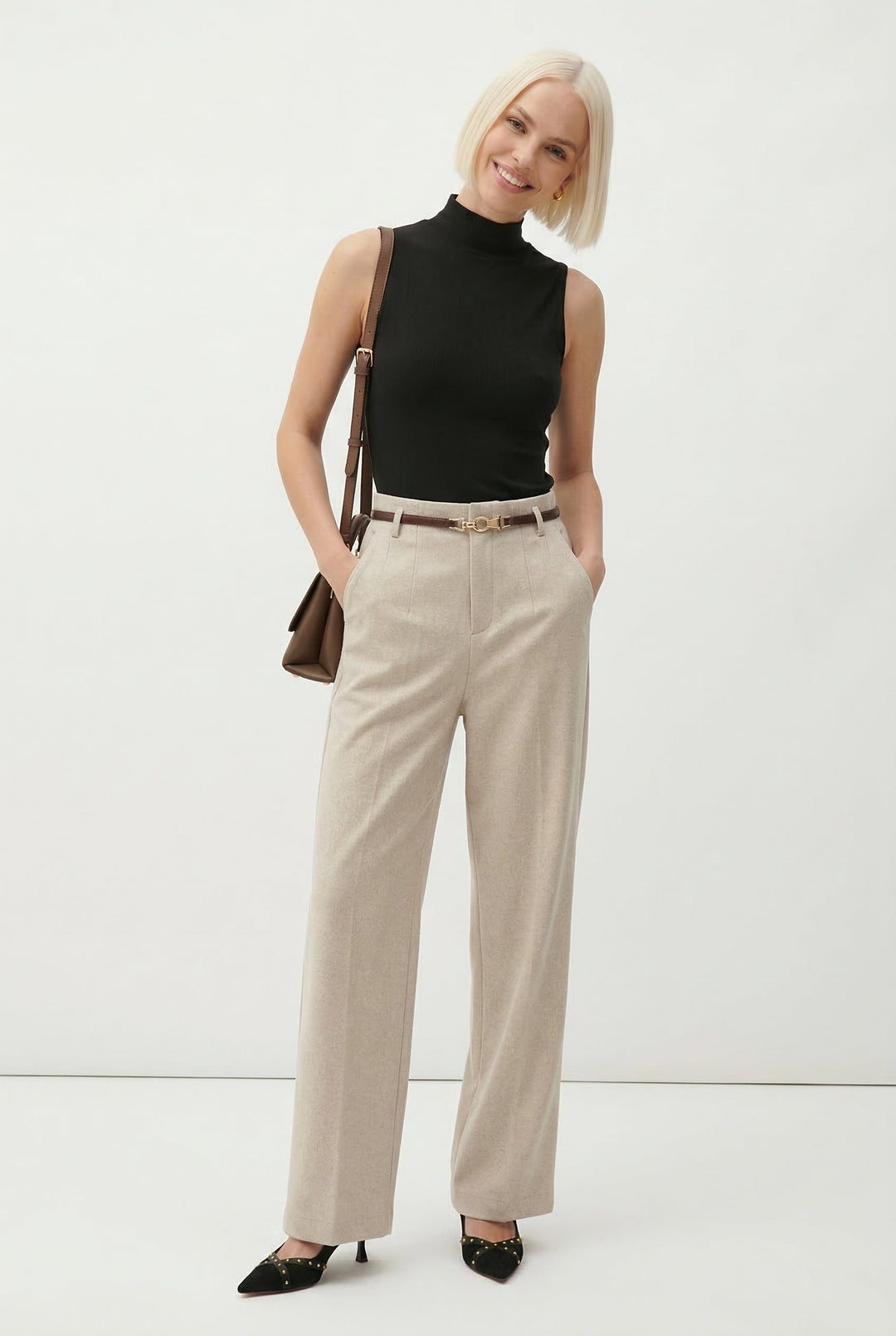 Milano Wide Leg Wool Trousers