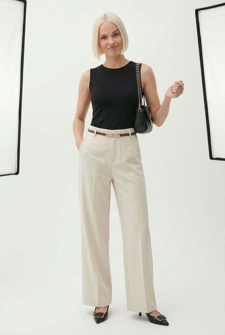 Milano Wide Leg Wool Trousers