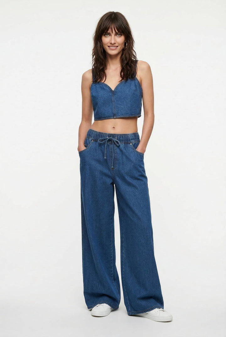 Monaco Drawstring Wide-Leg Jean