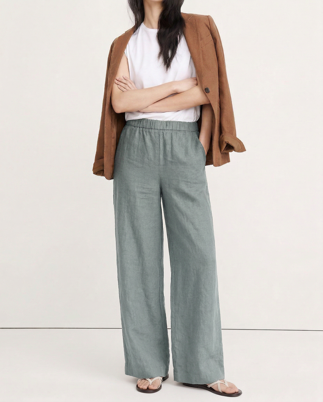The Pleated Wide Leg Linen Pant