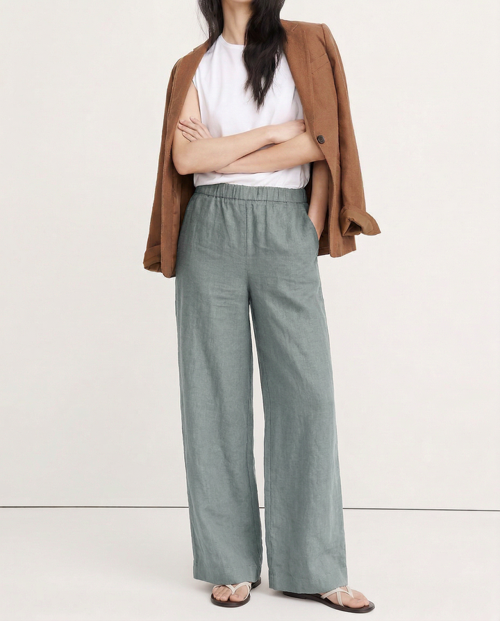 The Pleated Wide Leg Linen Pant