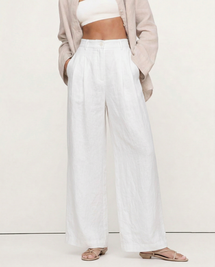 The Pleated Wide Leg Linen Pant