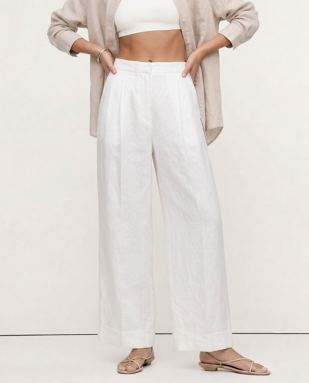 The Pleated Wide Leg Linen Pant