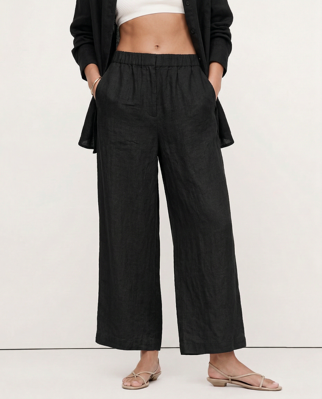 The Pleated Wide Leg Linen Pant