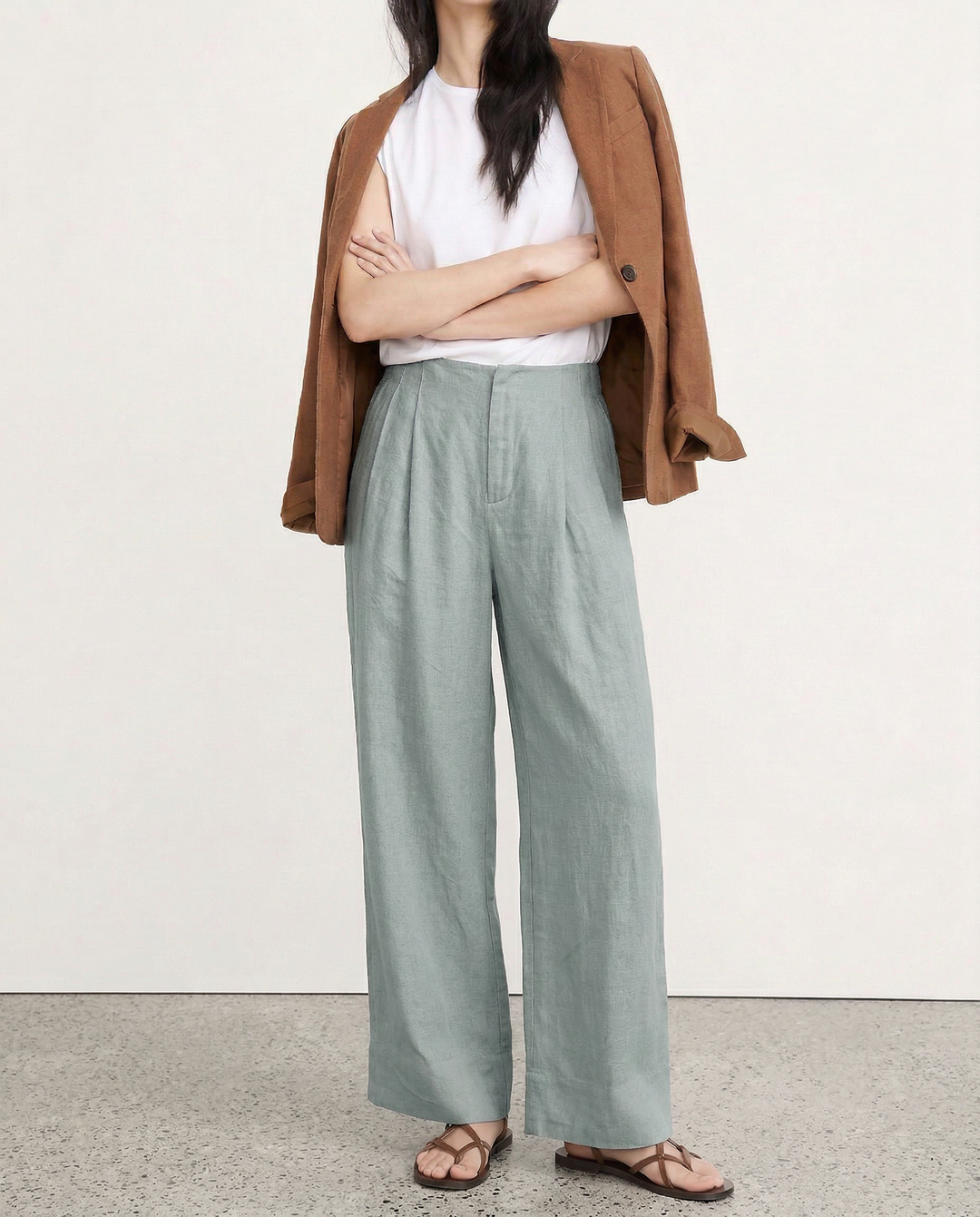 The Pleated Wide Leg Linen Pant