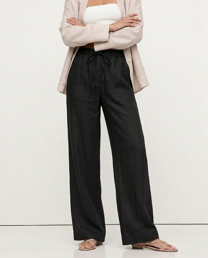 The Drawstring Straight Linen Pant