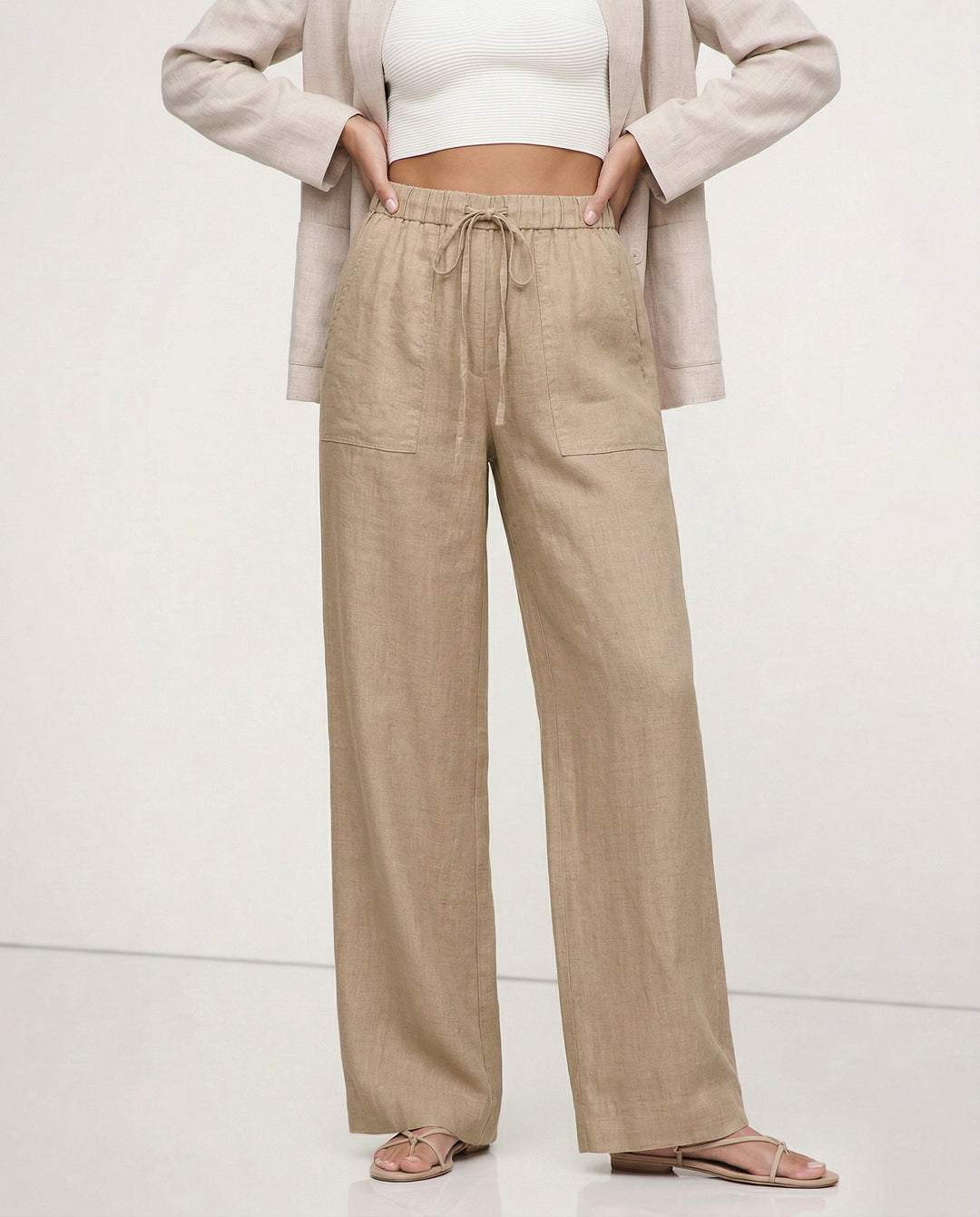 The Drawstring Straight Linen Pant
