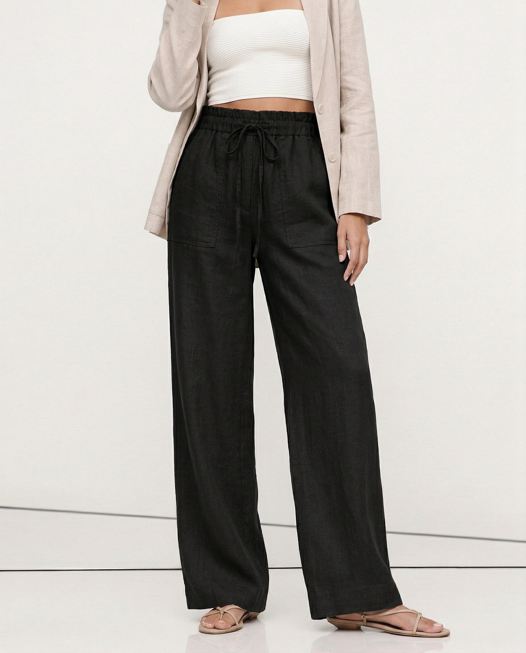 The Drawstring Straight Linen Pant